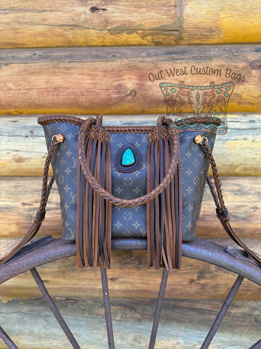 RTS Out West DE Neverfull Pouch Crossbody Brown Braid Work – Out