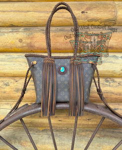 Out West Monogram Neverfull MM Revamped Turquoise Concho