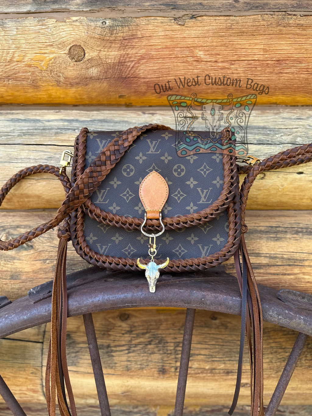 RTS Out West DE Neverfull Pouch Crossbody Brown Braid Work – Out West  Custom Bags