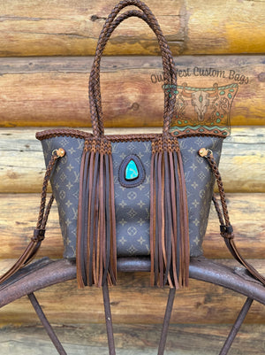 Out West Monogram Neverfull MM Revamped Turquoise Concho