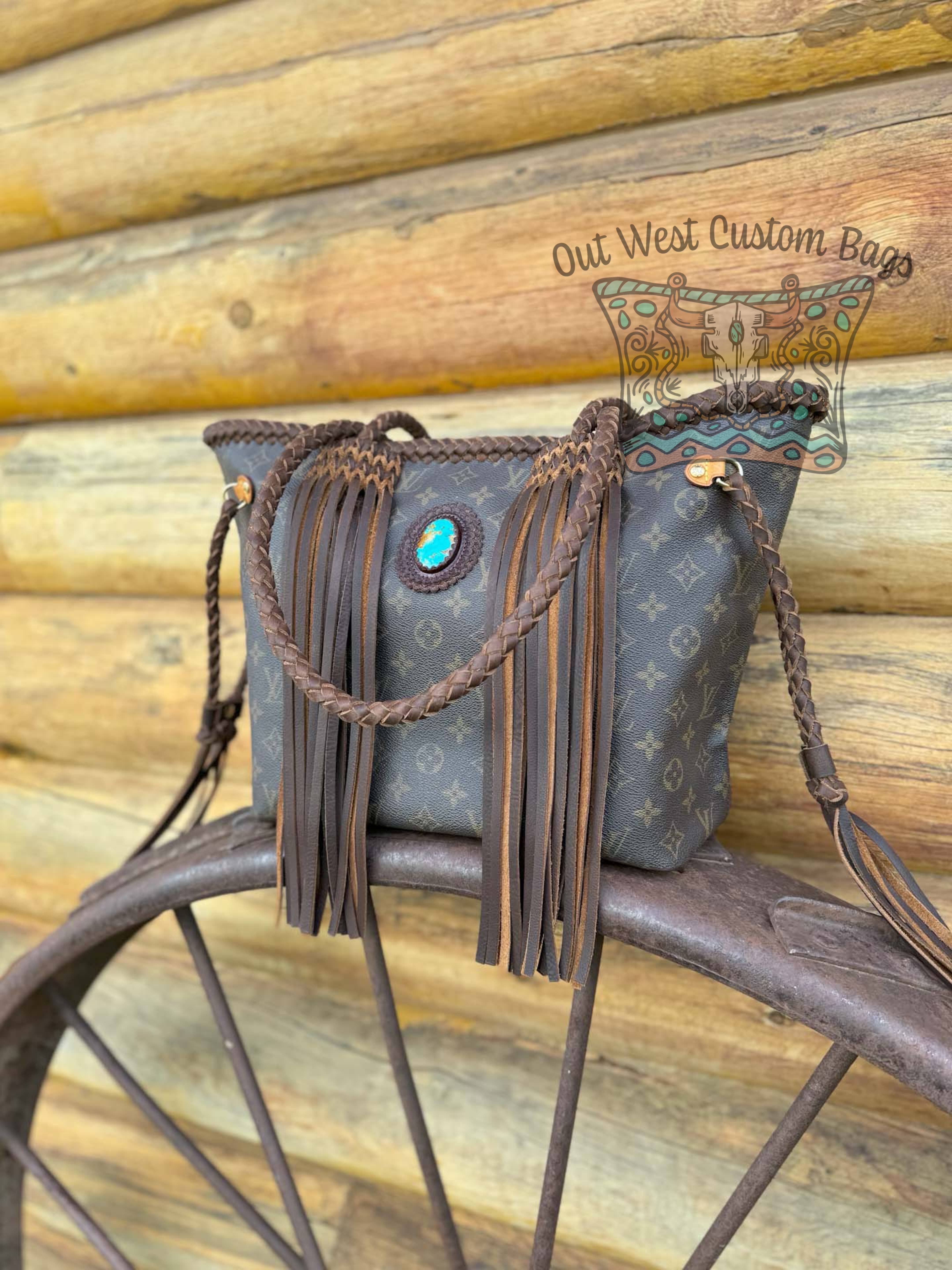 Out West Monogram Neverfull MM Revamped Turquoise Concho