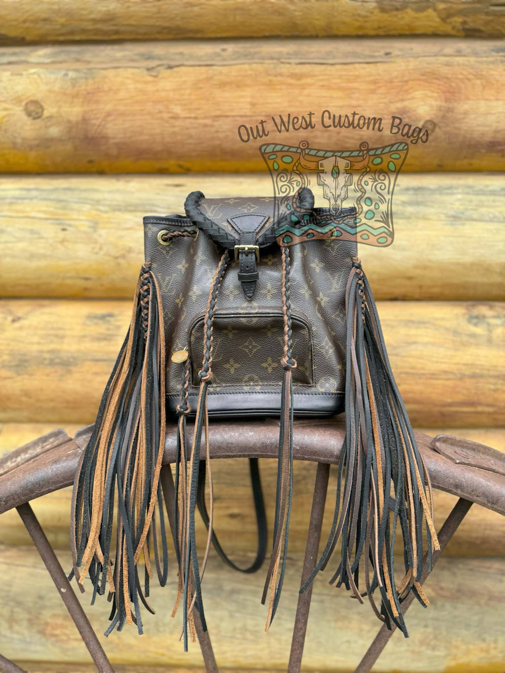 RTS Out West Montsouris PM Backpack Revamped Leather Braiding and Fringe