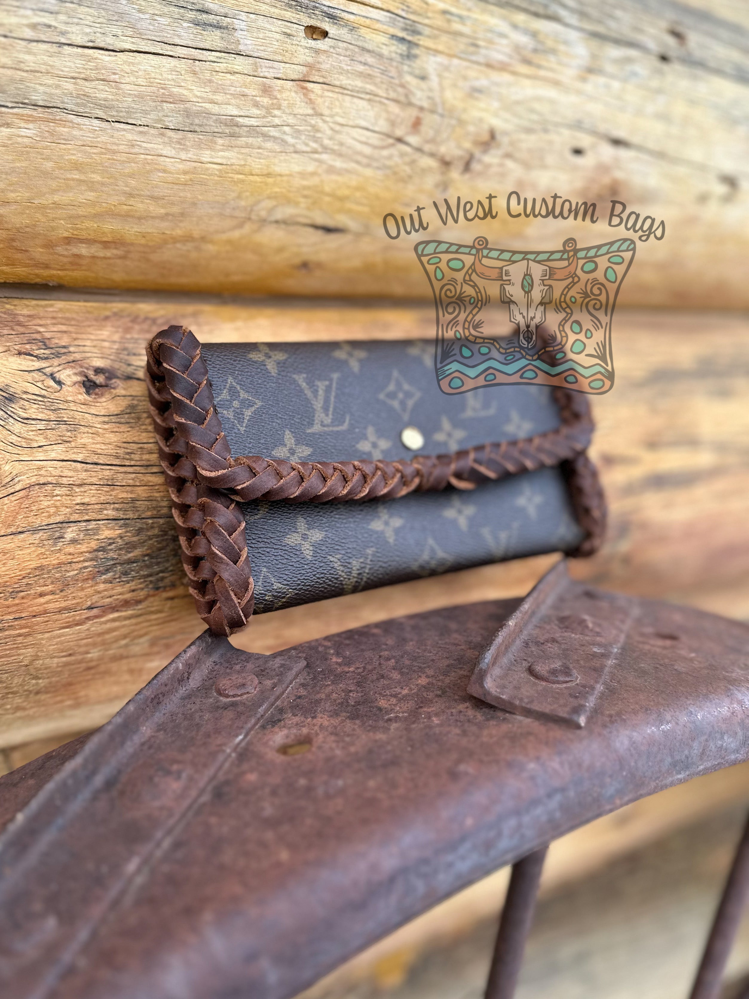 RTS Out West Leather Braided Revamped Monogram Wallet *Brown