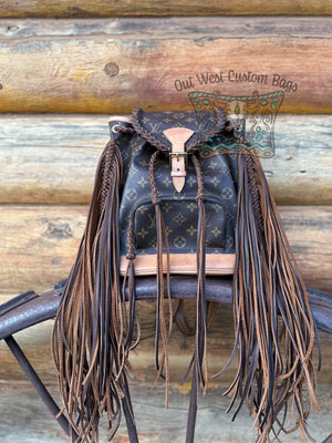 louis vuitton backpack rental Out West Montsouris Backpack Revamped Leather Braiding and Fringe – Out West Custom Bags