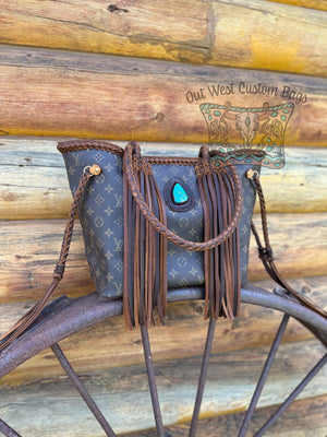 Out West Monogram Neverfull MM Revamped Turquoise Concho