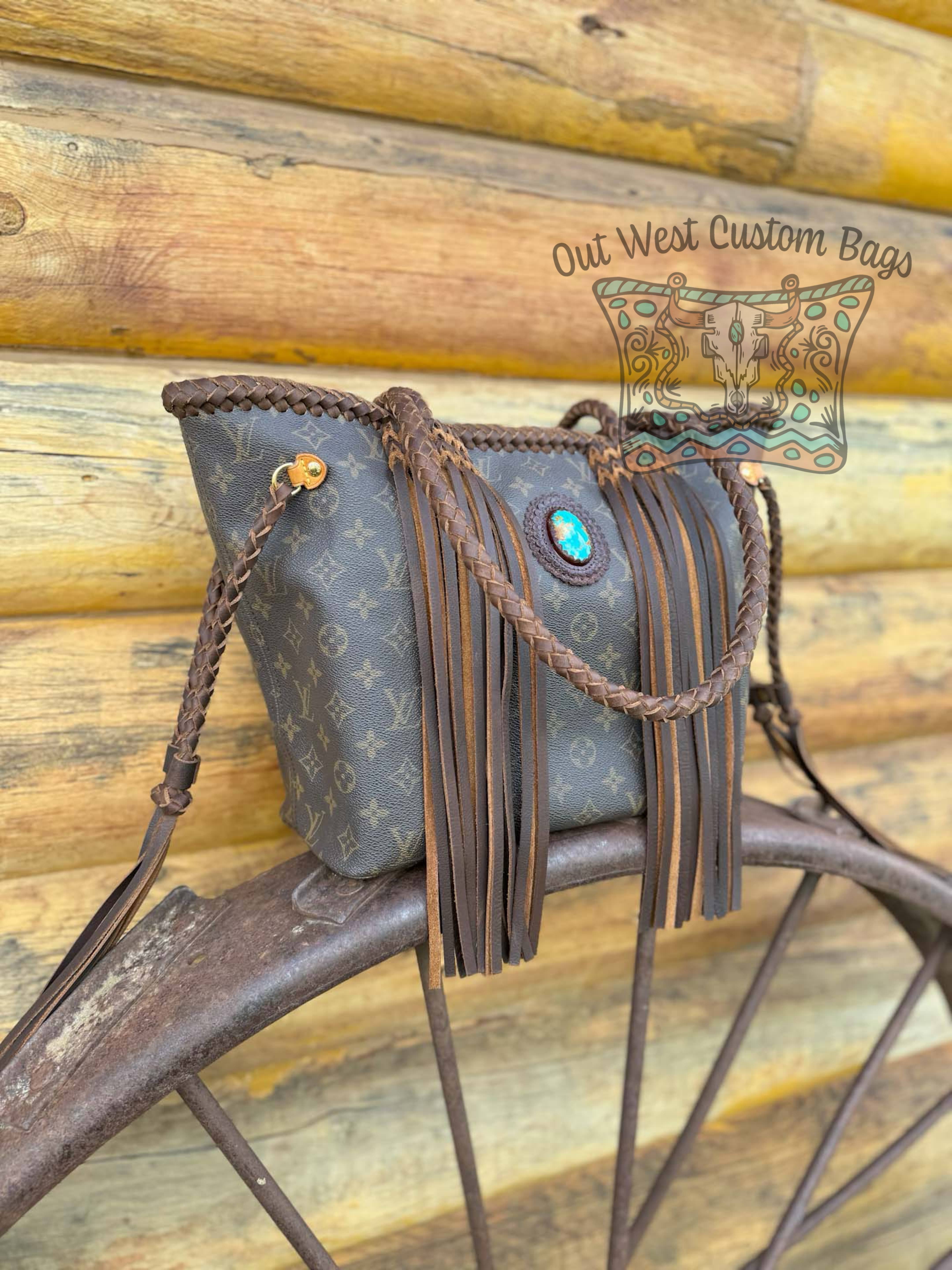 Out West Monogram Neverfull MM Revamped Turquoise Concho