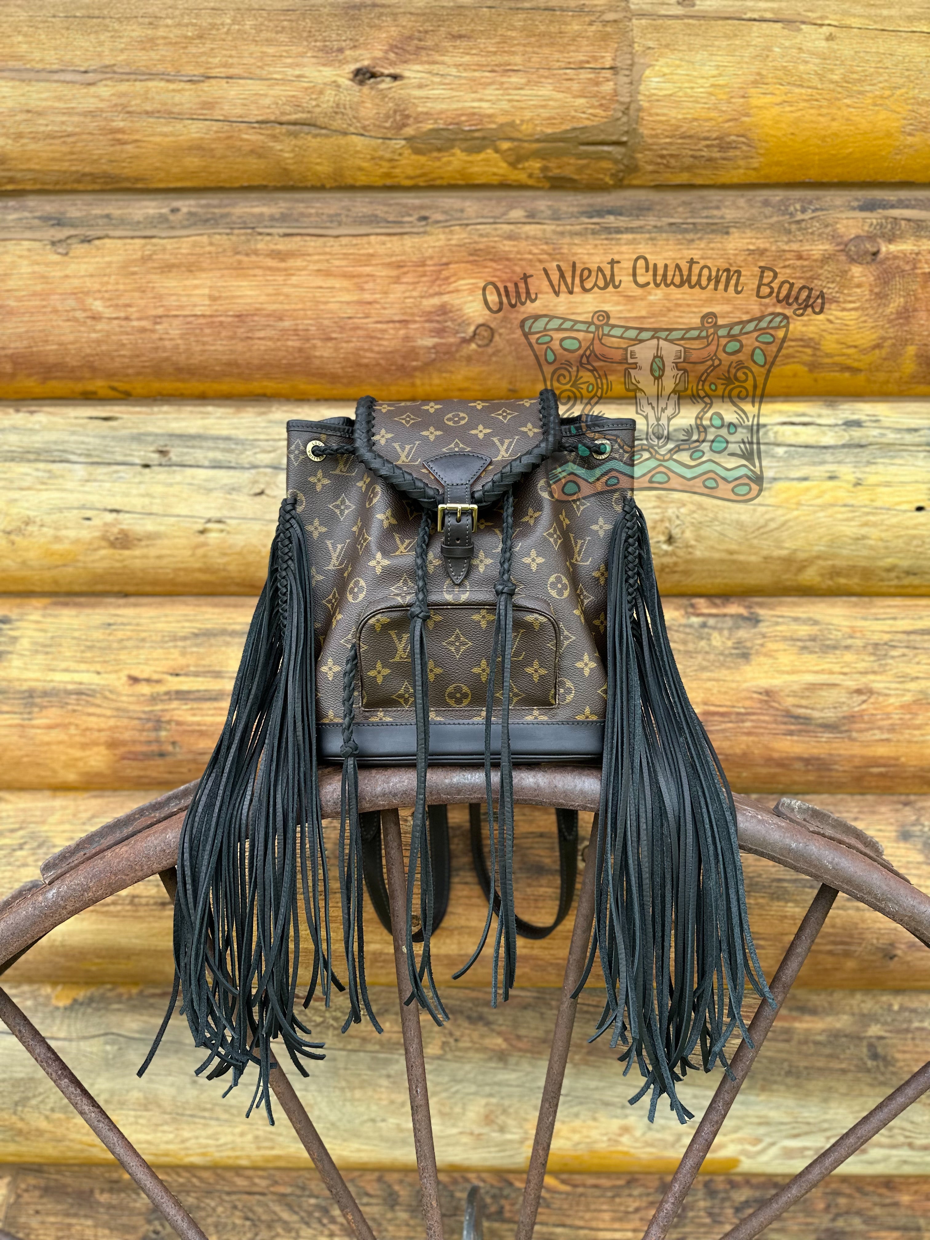 Out West Montsouris Backpack Revamped Leather Braiding and Fringe – Out West Custom Bags Out West Montsouris Backpack Revamped Leather Braiding and Fringe – Out West Custom Bags