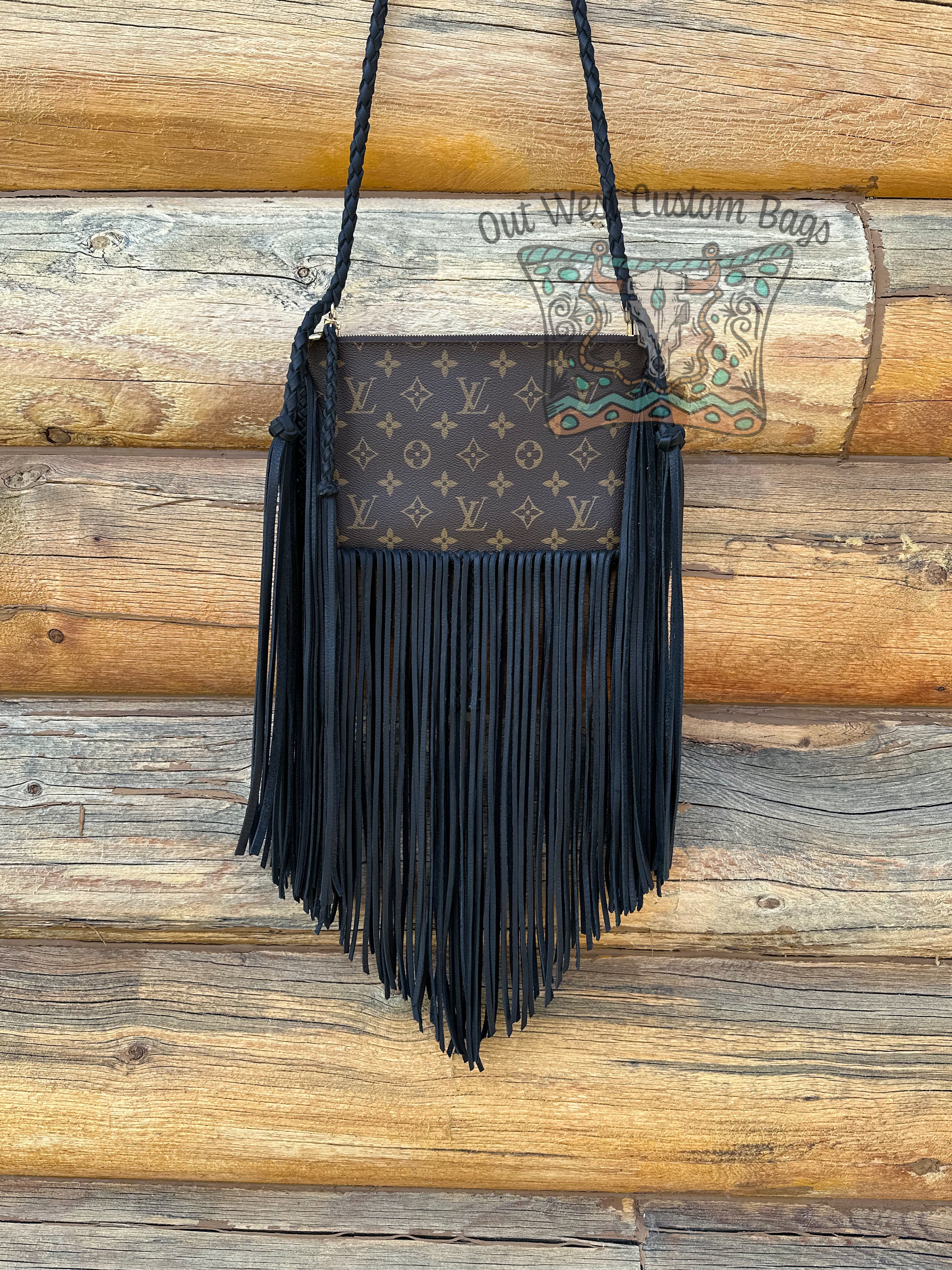 RTS Out West Monogram Neverfull Pouch Crossbody Black Fringe