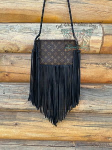 RTS Out West Monogram Neverfull Pouch Crossbody Black Fringe