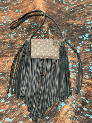 RTS Out West Monogram Neverfull Pouch Crossbody Black Fringe