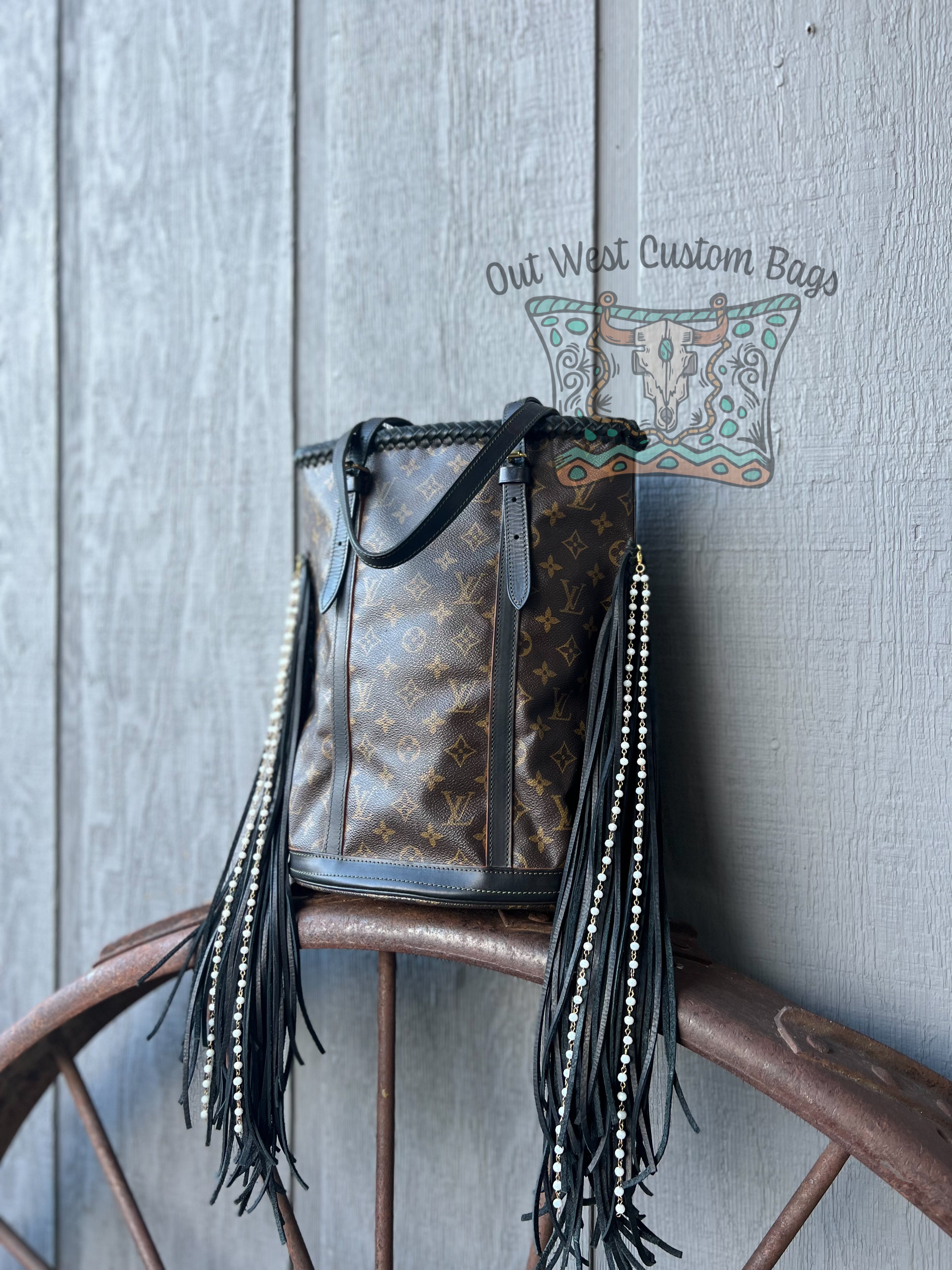 RTS Out West GM Bucket Bag Revamped Black Leather Fringe