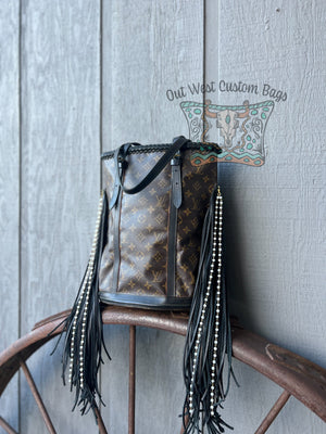 RTS Out West GM Bucket Bag Revamped Black Leather Fringe