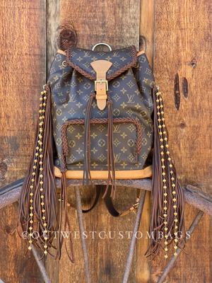 fringe louis vuitton backpack Out West Montsouris Backpack Revamped Leather Braiding and Fringe – Out West Custom Bags